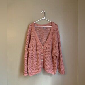 ASOS DESIGN Chunky Oversized Cardigan Dusty Pink Size 14 clean girl